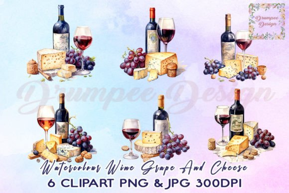 Download Wine Grape and Cheese Clipart - Cheese Collection