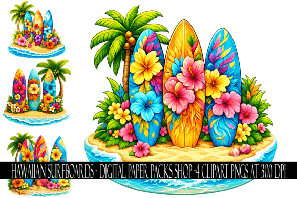 Download Hawaiian Surfboard Clipart - Premium Bundle