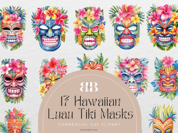 Download Hawaiian Luau Tiki Mask PNG Clip Art - Hawaiian Collection