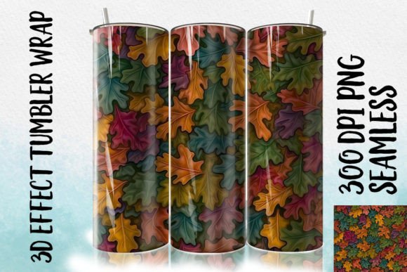 Download 3D Oak Leaf Tumbler Wrapp 2 - Leaf Collection