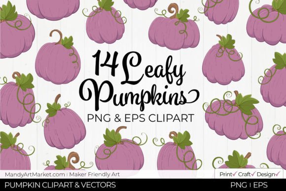 Download Leafy Pumpkins Clipart &amp; Vectors - Mauve - Leaf Collection