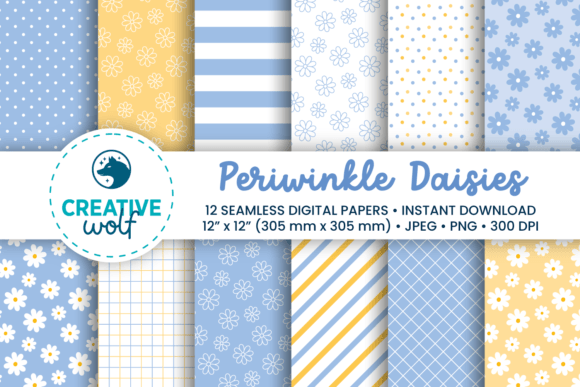 Download Periwinkle Daisies Digital Paper Set - Daisies Collection