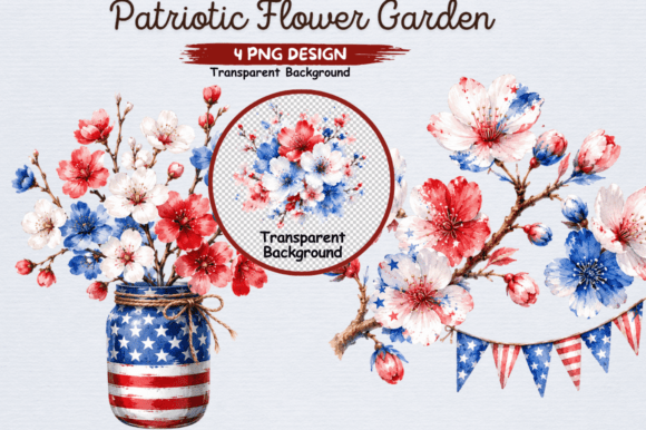Download Patriotic Flower Garden Clipart PNG, Red - Flower garden Collection