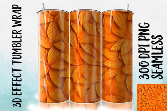 Download 3D Orange Leaf Tumbler Wrapp 2 - Leaf Collection